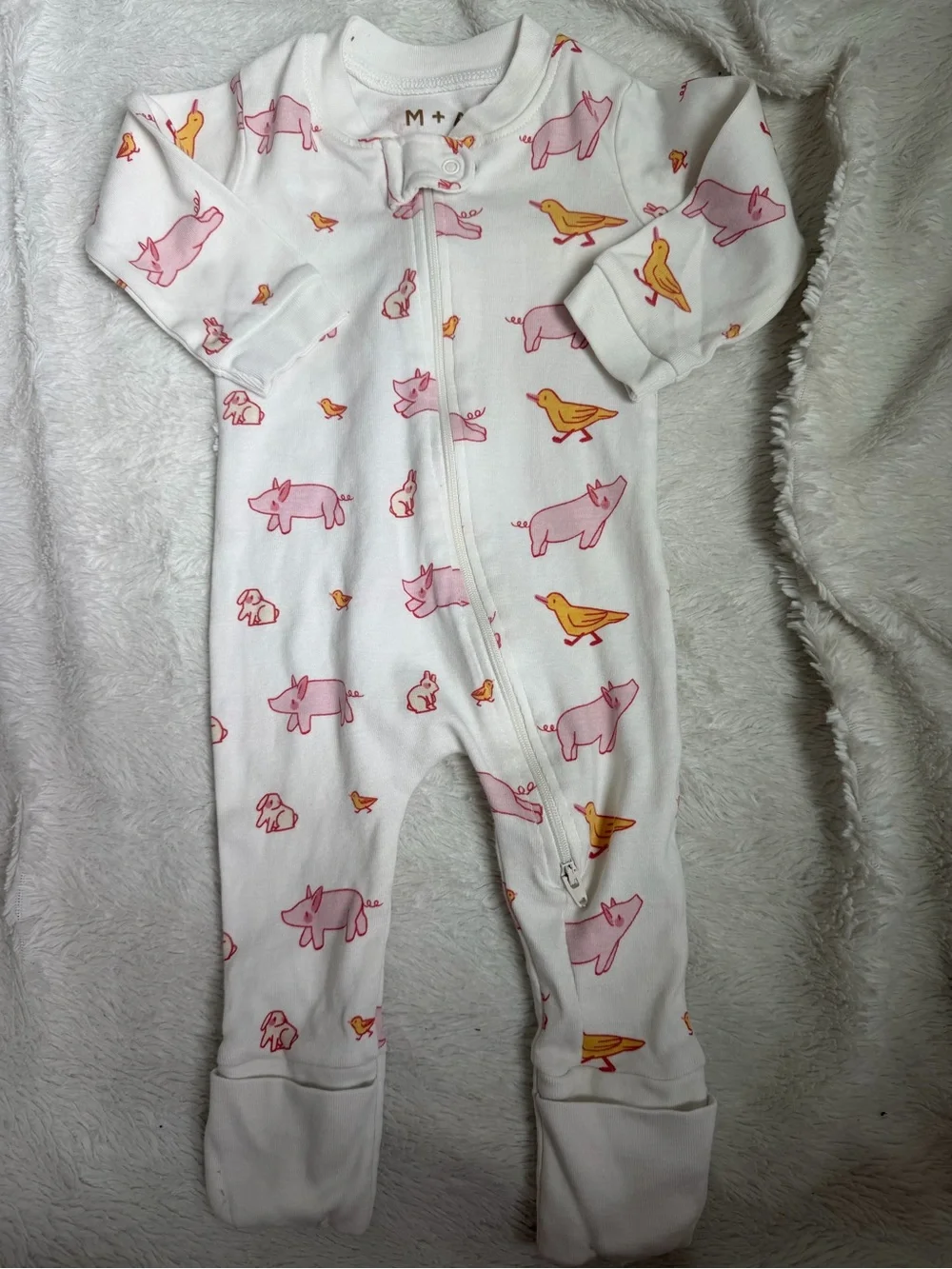 M + A Monica + Andy Baby Pig Duck Pajama One Piece Size 3-6m
